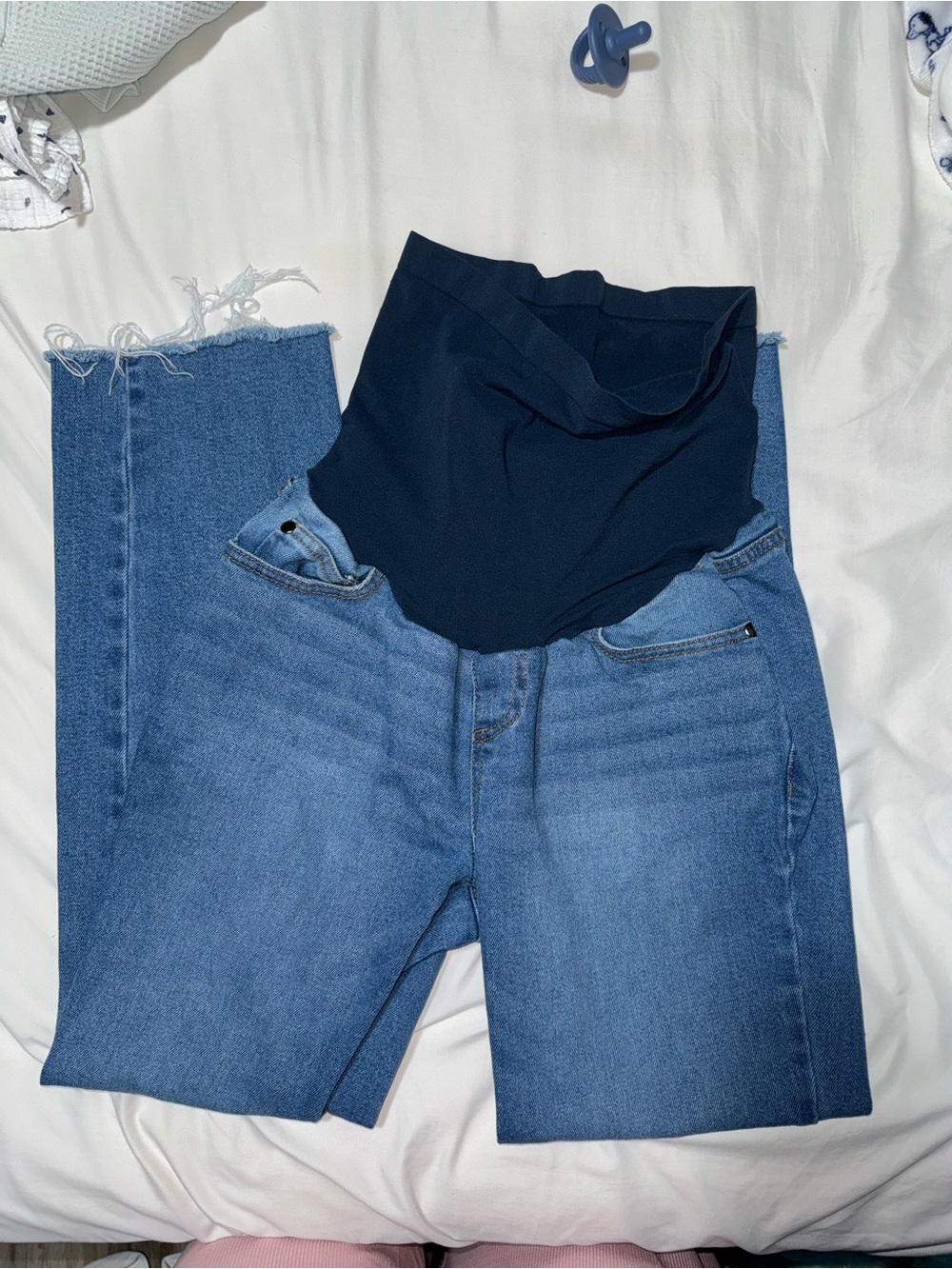 Motherhood Light Blue Maternity Jeans with Navy Belly Panel